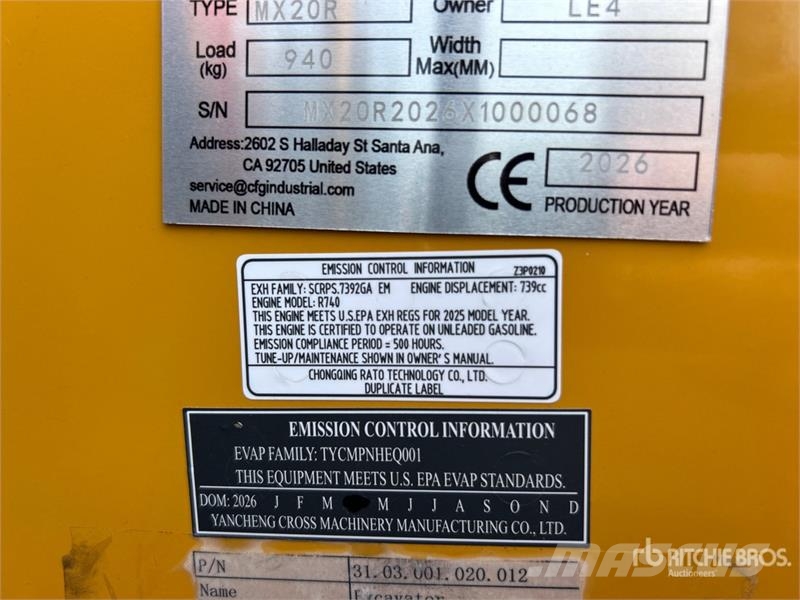 CFG MX20R Mini Excavator (Unused) Miniexcavadoras