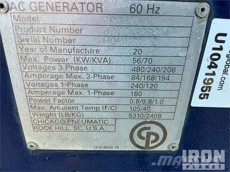 Chicago Pneumatic CPG70JD 56 kW Mobile Generator Set Diesel Generators