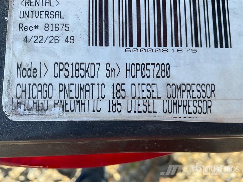 Chicago Pneumatic CPS 185 KD7 185 cfm Mobile Air Compressor Kompresorji