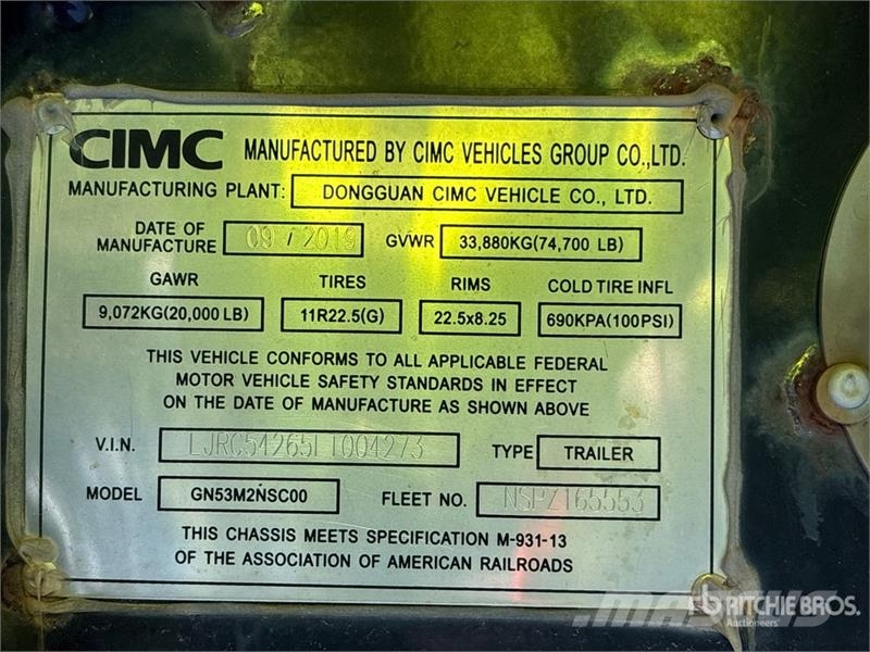 CIMC GN53M2NSC00 53 ft T/A Container Trailer Konteineriekrāvēji