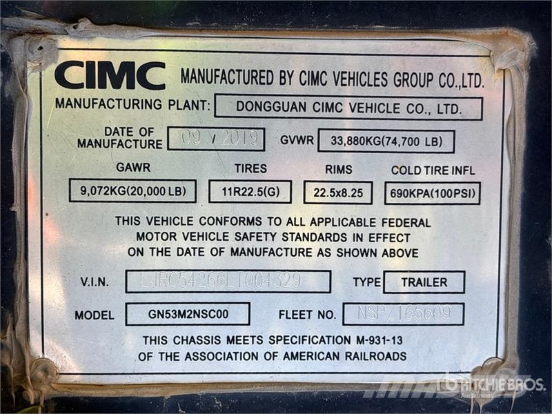 CIMC GN53M2NSC00 53 ft T/A Container Trailer Konteineriekrāvēji