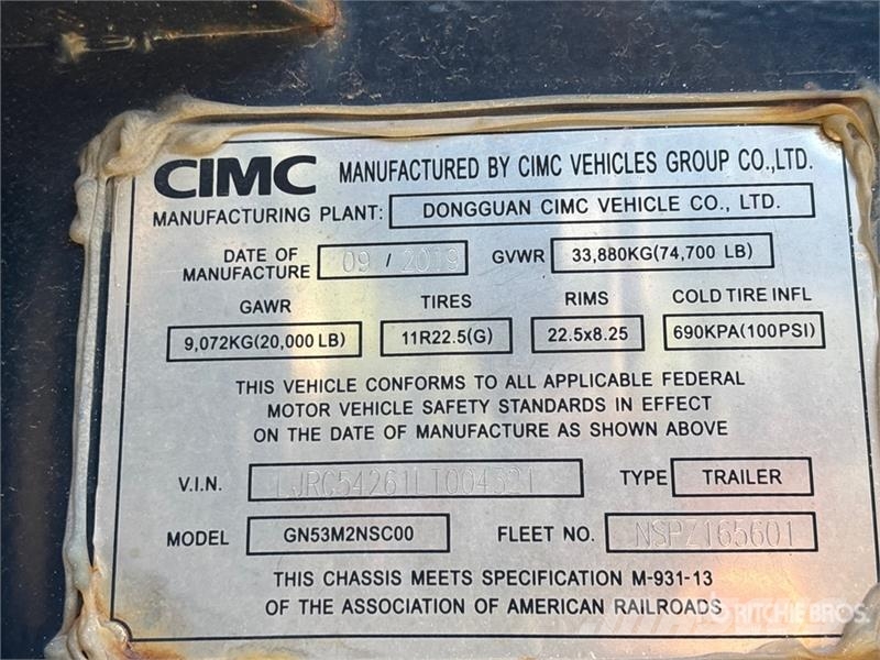CIMC GN53M2NSC00 T/A Container Trailer Kontejnerske prikolice