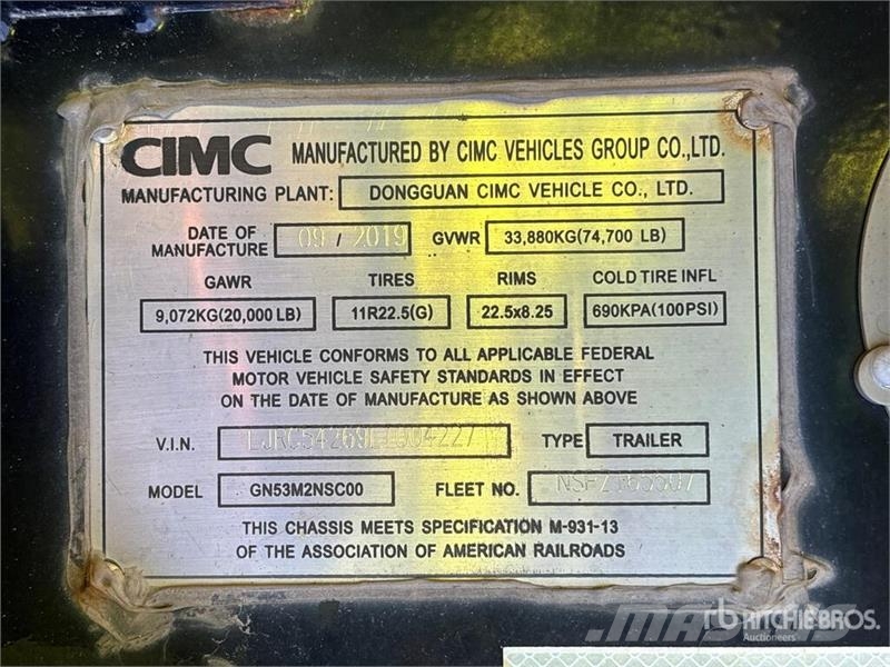 CIMC GN53M2NSC00 T/A Container Trailer Rimorchi portacontainer
