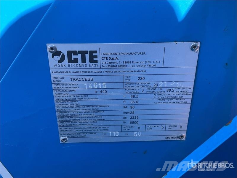 CTE Traccess 230 Crawler Diesel Articulating Boom Lift رافعات سلة مفصلية