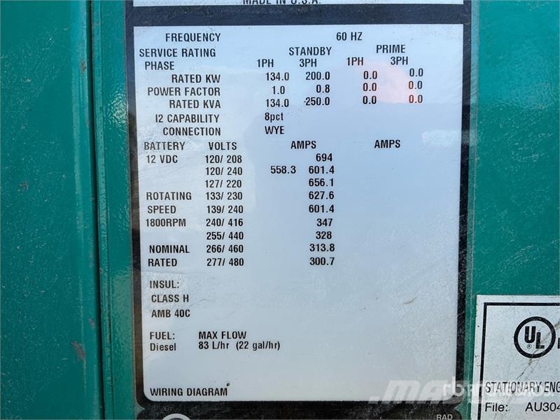 Cummins DSHAC-8135805 100 kW Skid-Mounted Generator Set Dyzeliniai generatoriai