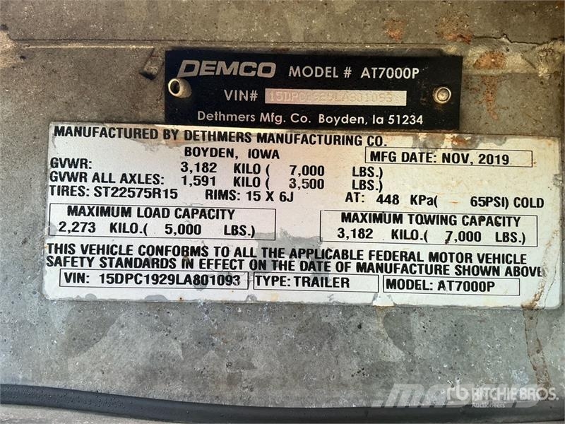 Demco AT7000P T/A 1 Car Open Car Carrier Trailer 車輛運輸半拖車