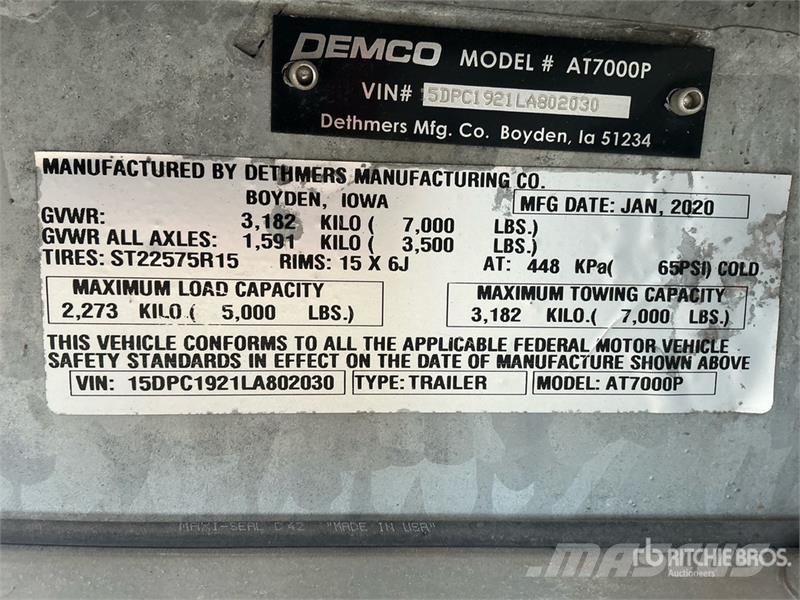 Demco AT7000P T/A 1 Car Open Car Carrier Trailer Návesy na prepravu automobilov
