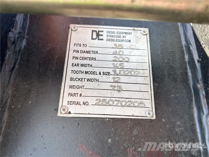 Diesel Equipment 35CL 12 in Excavator Bucket - Fit دلاء