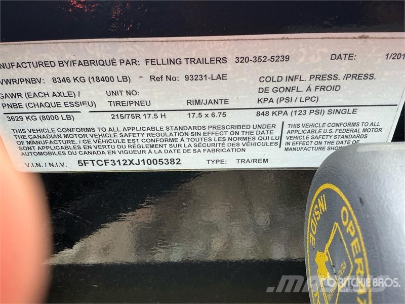 Felling FT-16-2 20 ft T/A Utility Trailer Autre remorque