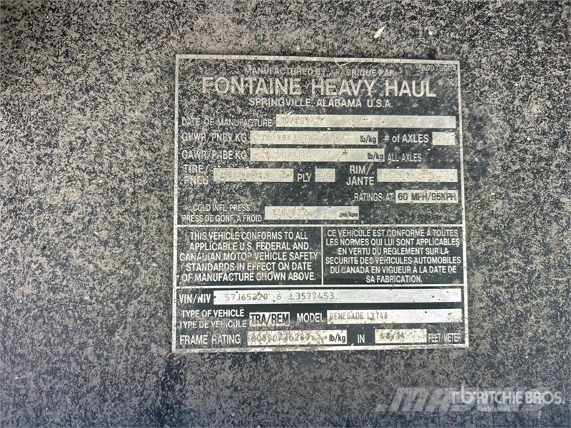 Fontaine Renegade LXT40 40 ton T/A 34 ft - 60 ft Extendable Zemie treileri