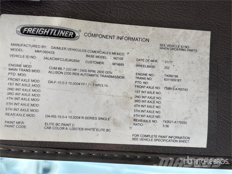 Freightliner M2 106 4x2 Van Truck (Inoperable) Kapali kasa kamyonlar