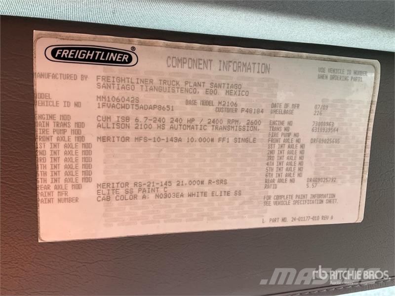 Freightliner M2 106 4x2 Van Truck Каросерии
