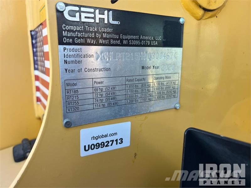 Gehl RT215 Two-Speed High Flow Compact Track Loader Smykem řízené nakladače