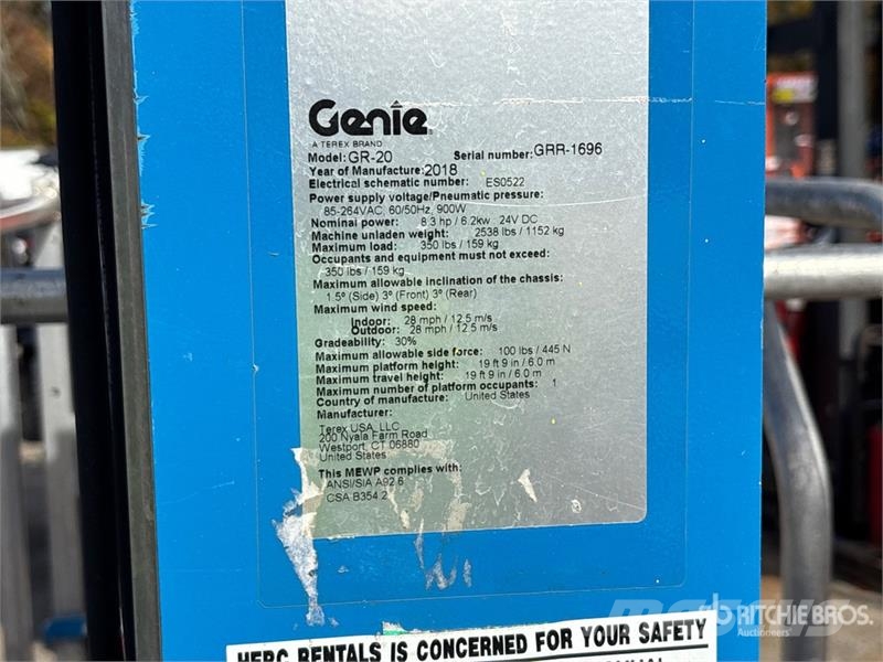Genie GR-20 Vertical Mast Lift (Inoperable) Vertikalna dvigala