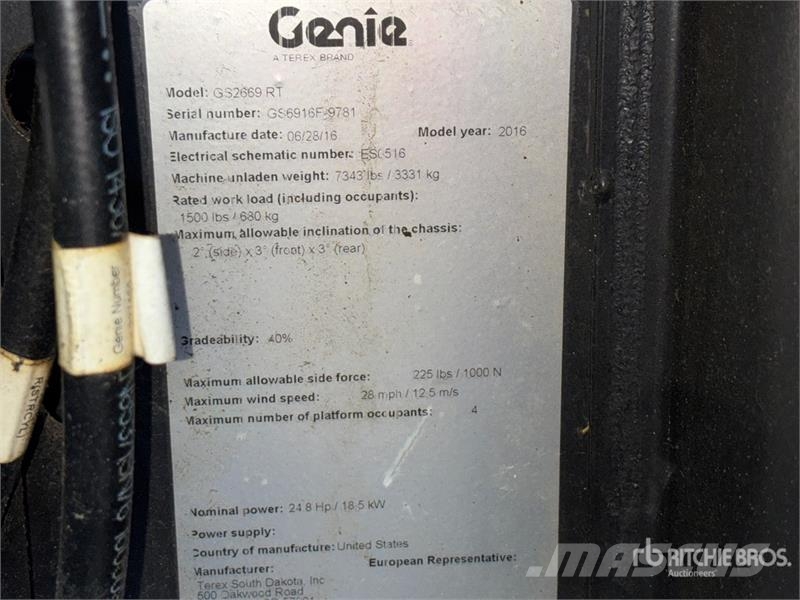 Genie GS-2669RT 4x4 Diesel Scissor Lift Šķerveida pacēlāji