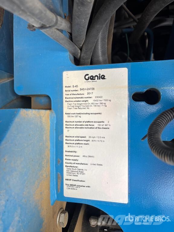 Genie S-45 4WD Diesel Telescopic Boom Lift Telescoophoogwerkers