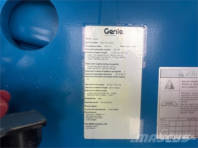 Genie S-60X 4WD Diesel Telescopic Boom Lift Teleskoplifte
