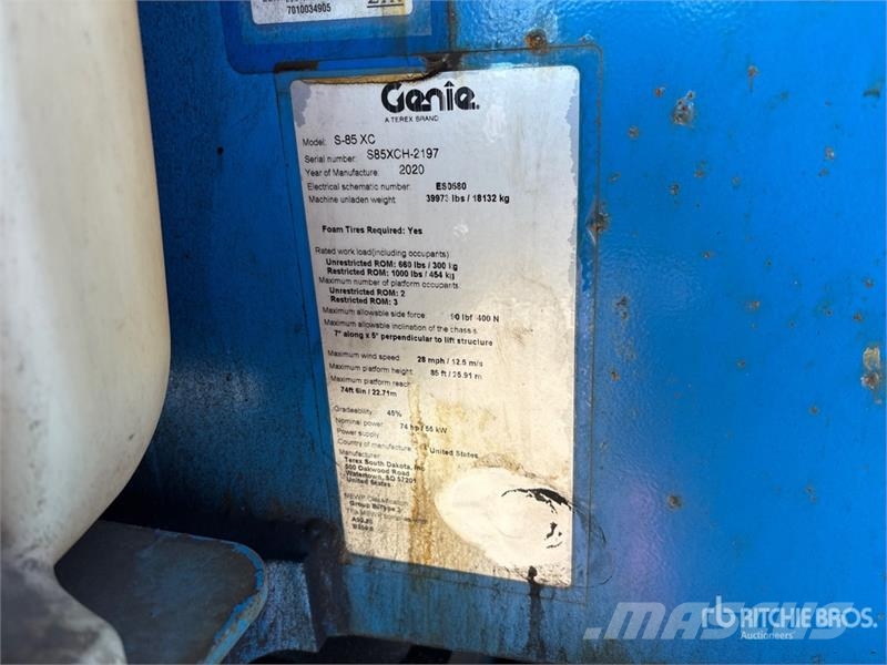 Genie S-85 XC 4WD Diesel Telescopic Boom Lift Teleskopske dvižne ploščadi