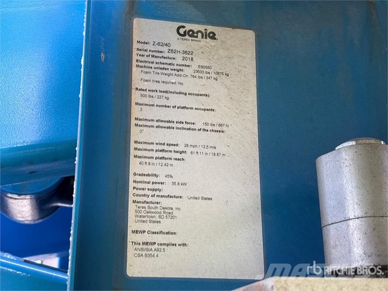 Genie Z-62/40J 4WD Diesel Articulating Boom Lift (Inoper Piattaforme a braccio articolato