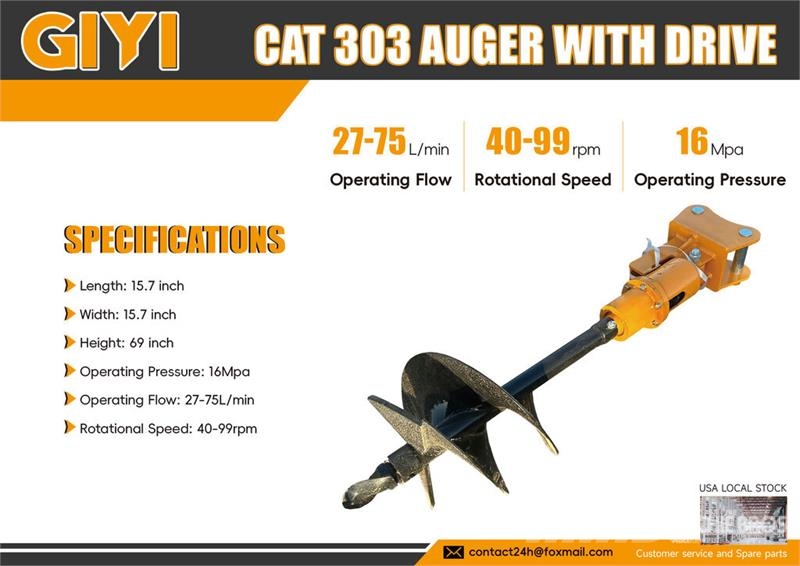GIYI Cat 303 Excavator Auger (Unused) Tarière