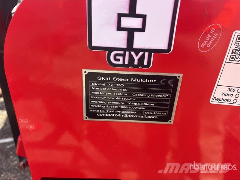  GIYI GY-72pro 72 in Skid Steer Mulcher (Unused) Šumarski malčeri