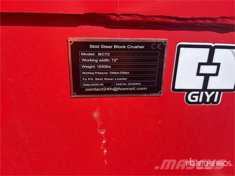 GIYI GY-BC72 72 in Skid Steer Crusher (Unused) Other components