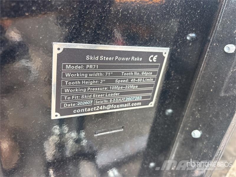 GIYI GY-PR71 71 in Mini Skid Steer Power Rake (Unu Other components