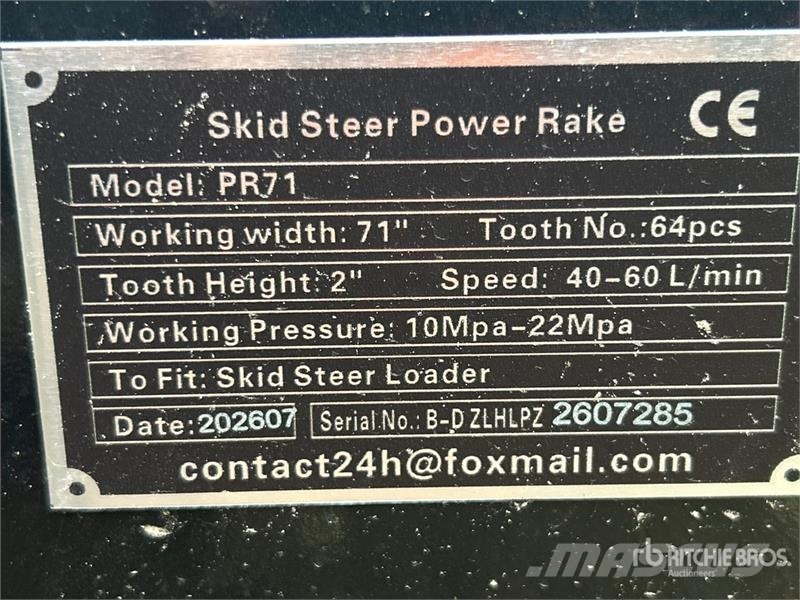 GIYI GY-PR71 71 in Skid Steer Power Rake (Unused) Other components