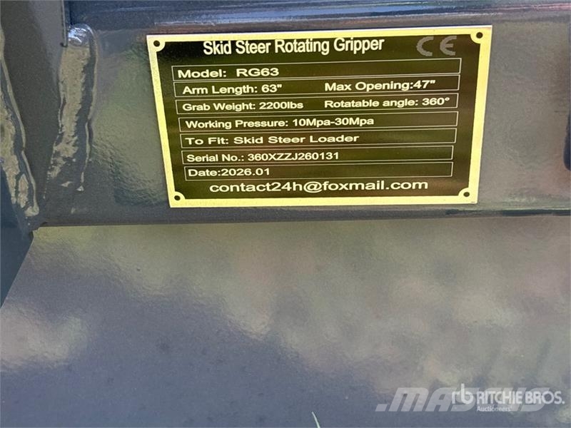  GIYI GY-RG63 360°Rotating Skid Steer Grapple (Unus グラップル