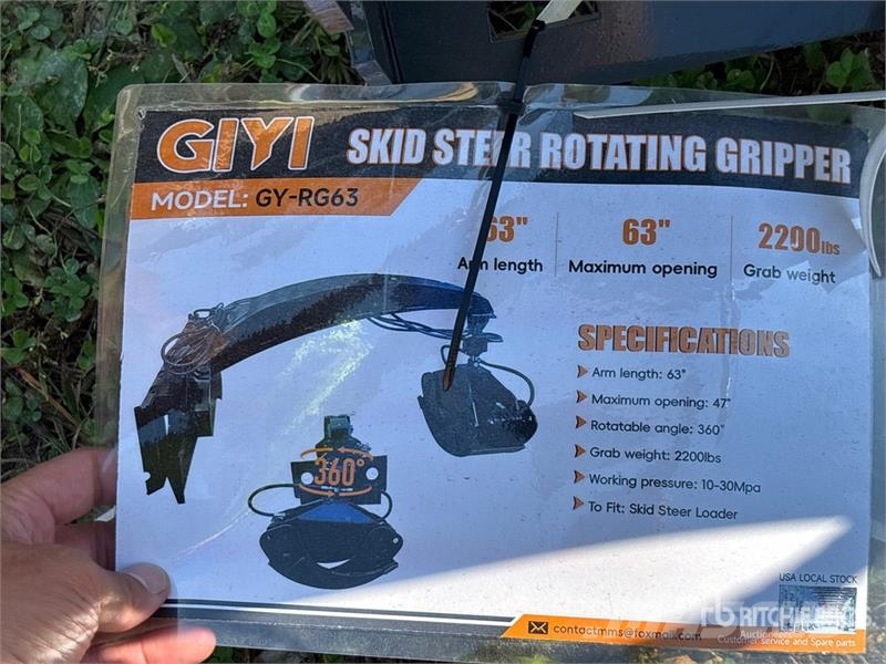  GIYI GY-RG63 360°Rotating Skid Steer Grapple (Unus グラップル