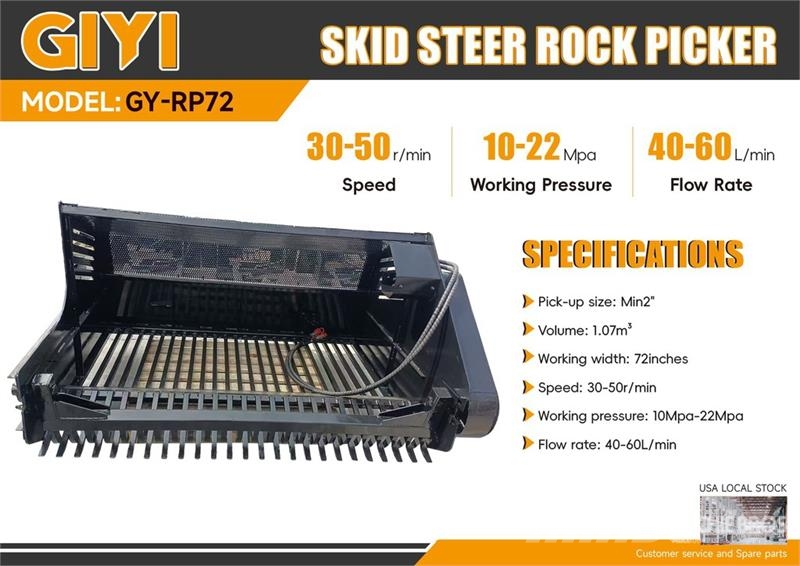 GIYI GY-RP72 72 in Skid Steer Rock Picker (Unused) Stone Pickers