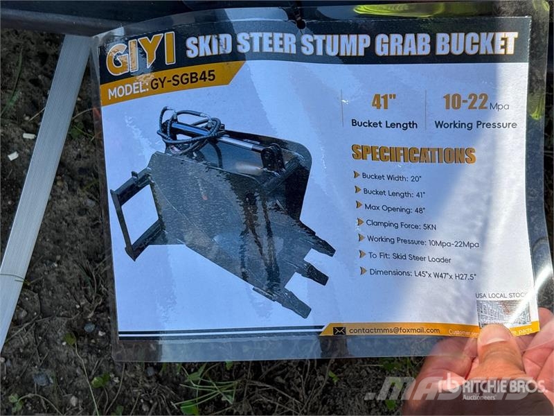  GIYI GY-SGB45 Stump Skid Steer Grapple Bucket (Unu グラップル