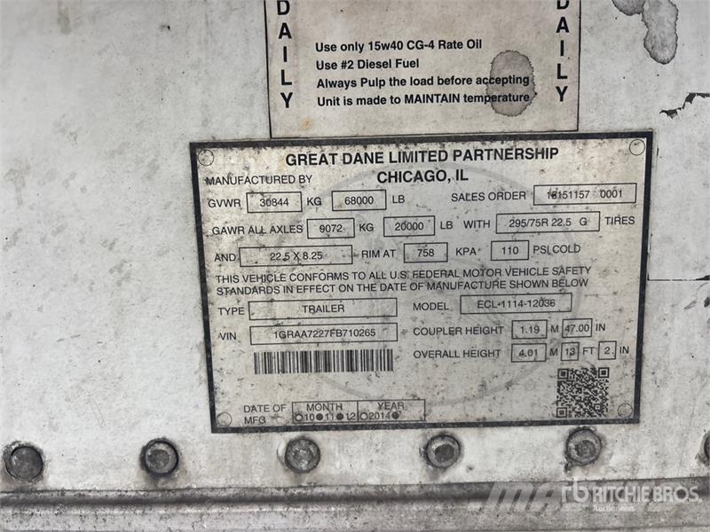 Great Dane 36 ft x 102 in T/A Refrigerated Trailer Naczepy chłodnie