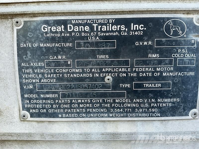 Great Dane 45 ft x 96 in T/A Van Trailer Cajas de remolque
