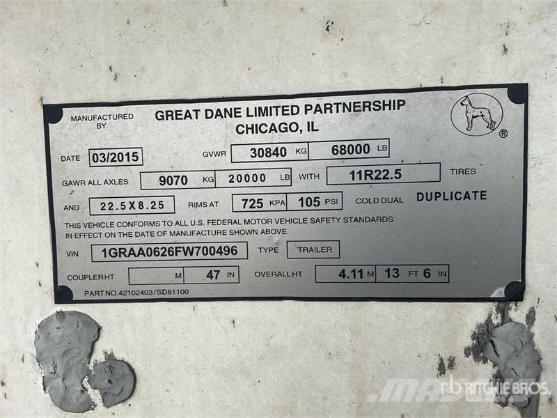 Great Dane 53 ft x 102 in T/A Refrigerated Trailer Hűtős félpótkocsik