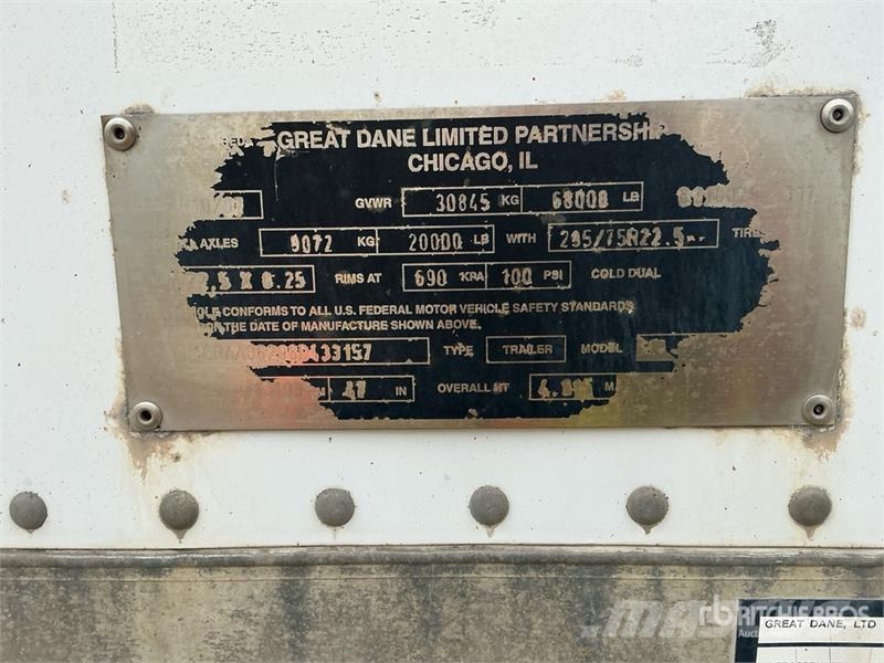 Great Dane 53 ft x 102 in T/A Van Trailer 厢式拖车