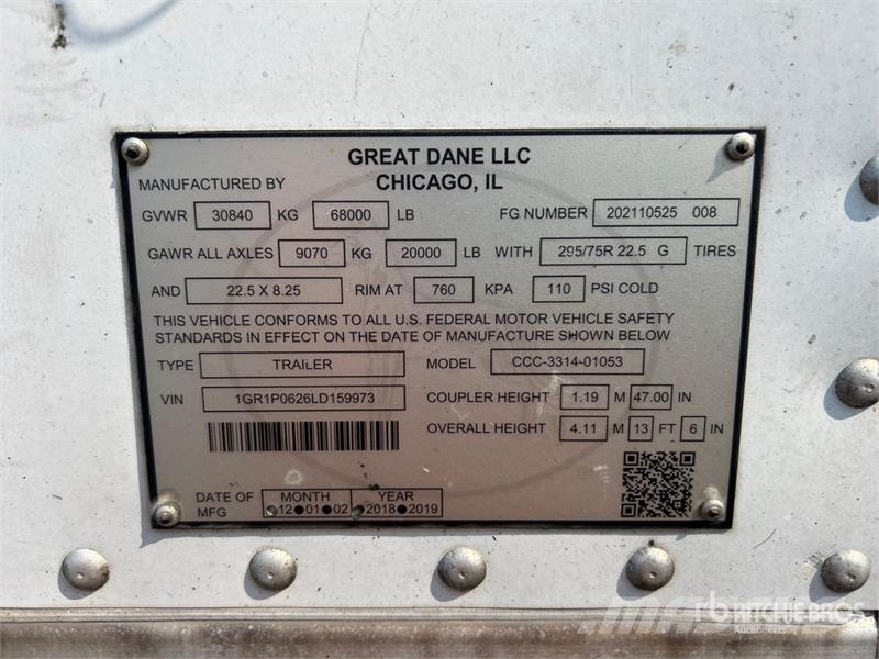 Great Dane CCC-3314-01053 53 ft x 102 in T/A Van Trailer Prikolice zabojniki
