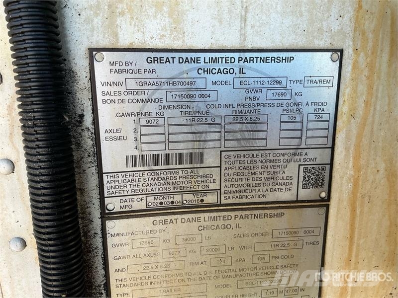 Great Dane ECL-1112-1299 28 ft x 102 in S/A Multi -Temp Refri Ημιρυμούλκες ψυγείο