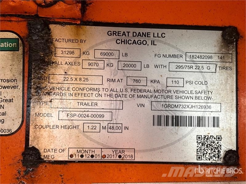 Great Dane FSP-0024-00099 36 ft Flatbed Trailer Madelhaagised