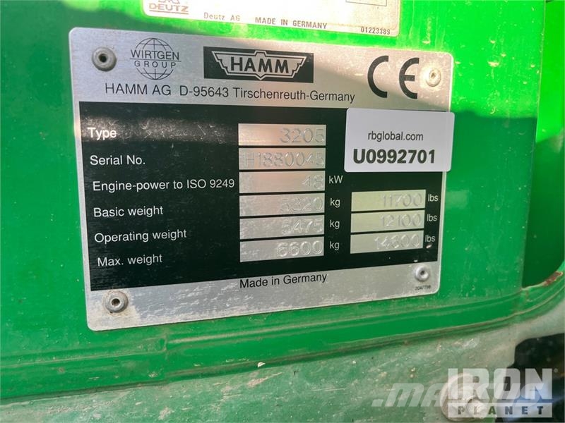 Hamm 3205 Smooth Drum Compactor Single drum rollers