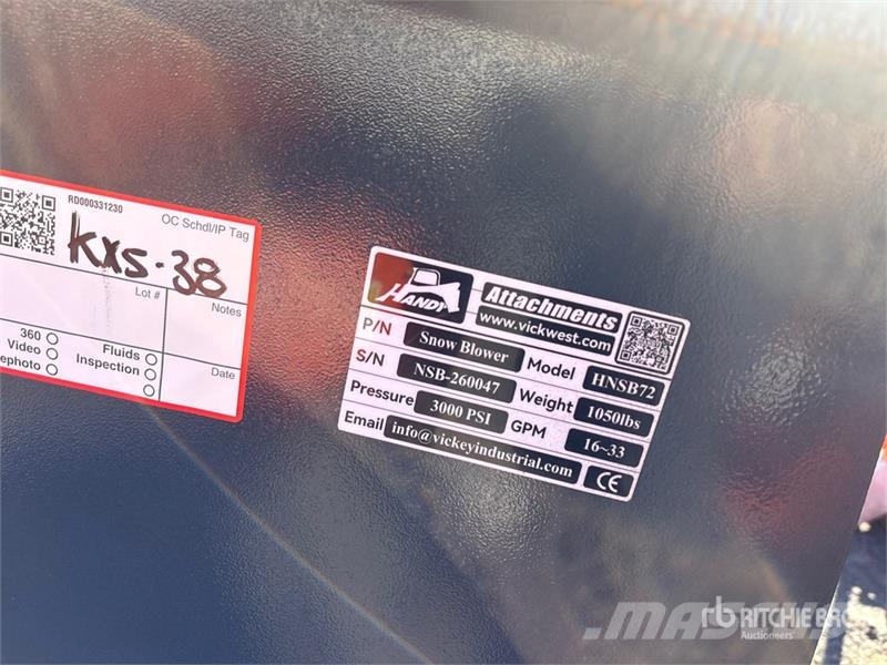 Handy 72 in Snow Blower - Fits Skid Steer Loader 掃雪機