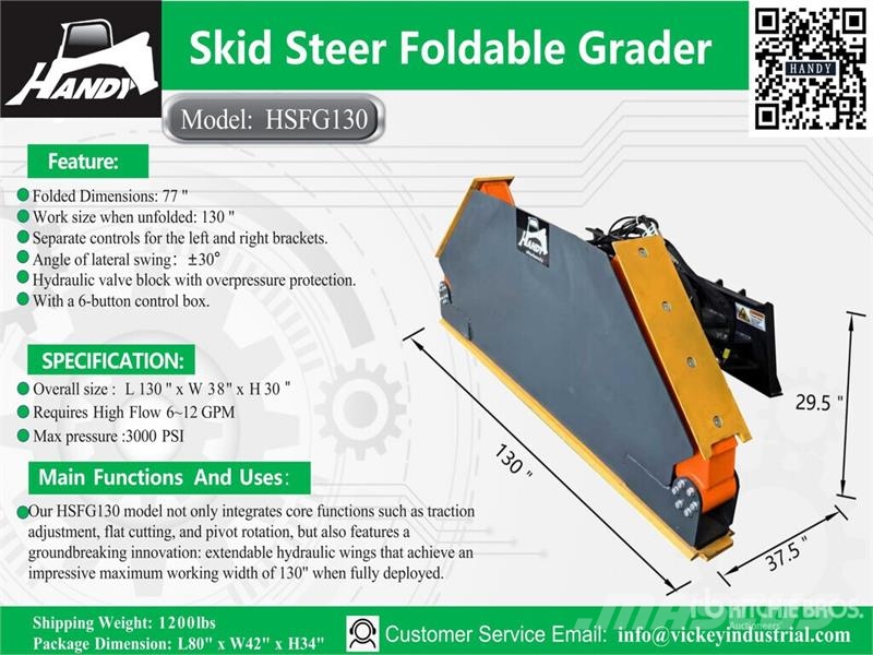 Handy HSFG130 Foldable Skid Steer Grader (Unused) Otros componentes