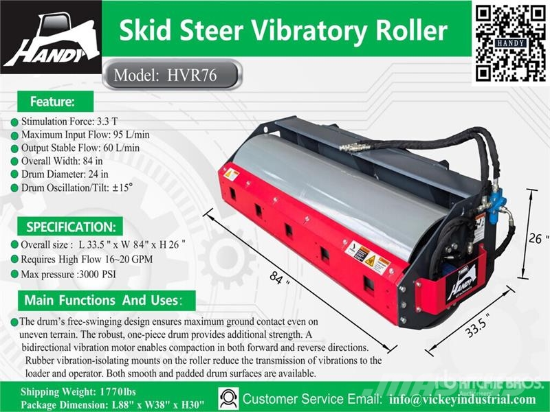 Handy HVR76 76 in Skid Steer Vibratory Roller (Unused) Silindirler