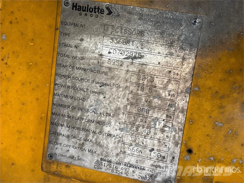 Haulotte 3368RT 4x4 Diesel Scissor Lift (Inoperable) 가위형 리프트