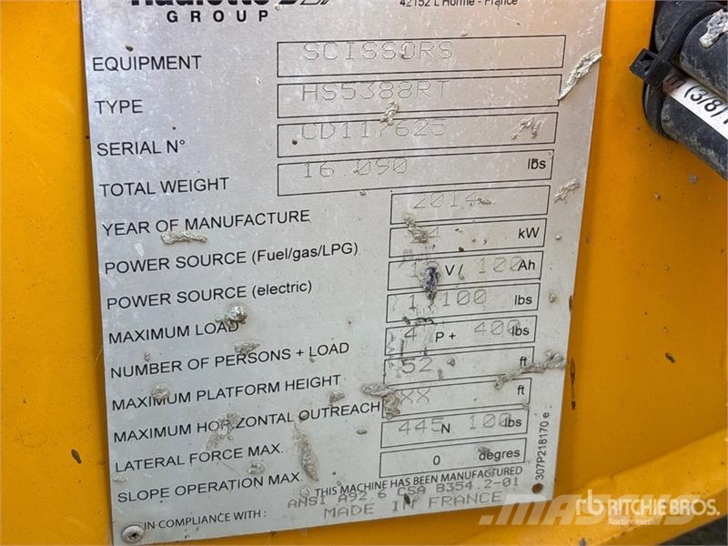 Haulotte HS5388RT 4x4 Diesel Scissor Lift (Inoperable) رافعات مقصية الشكل