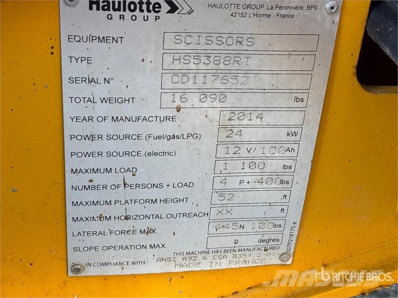 Haulotte HS5388RT 4x4 Diesel Scissor Lift رافعات مقصية الشكل