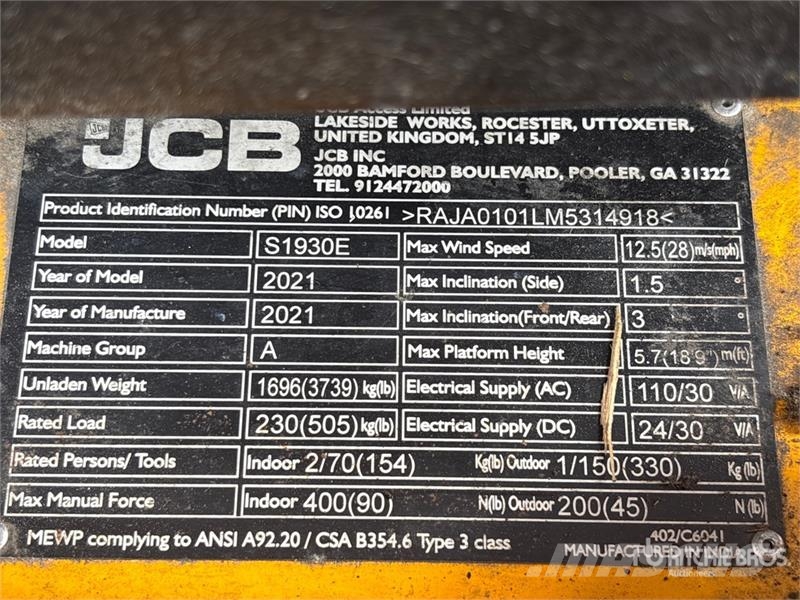 JCB S1930E Škarjaste dvižne ploščadi