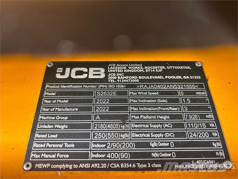 JCB S2632E Electric Scissor Lift رافعات مقصية الشكل