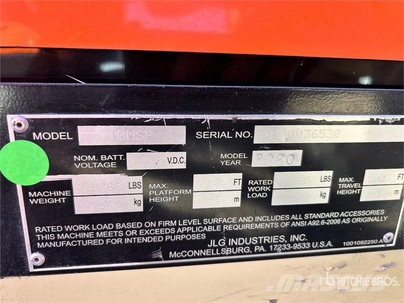 JLG 10MSP Vertical Mast Lift Used Personnel lifts and access elevators