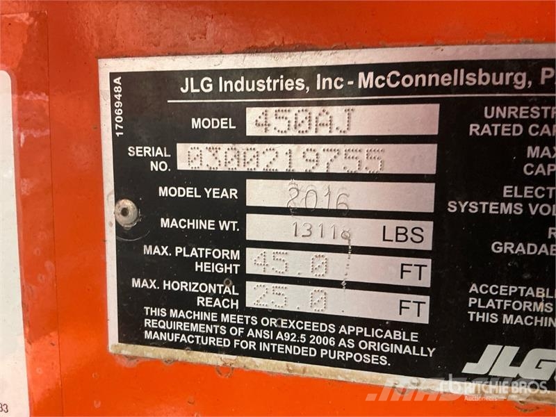 JLG 450AJ 4WD Diesel Articulating Boom Lift Piattaforme a braccio articolato